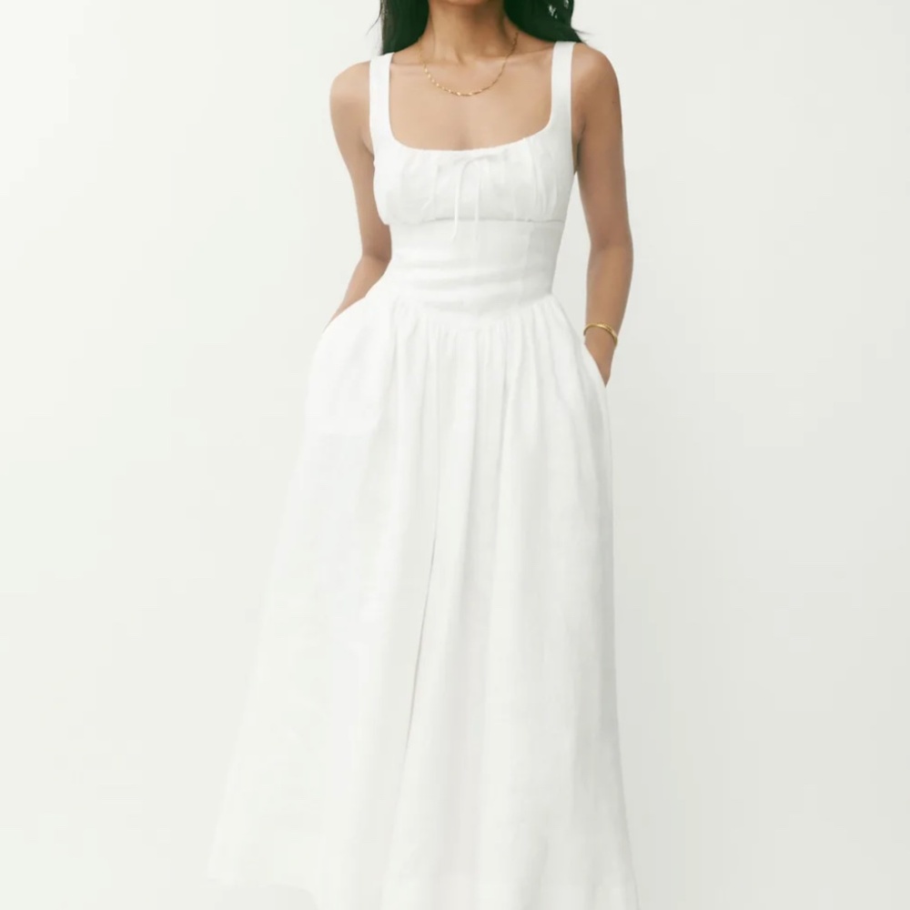 Reformation Balia Linen Dress Ivory - Size 4 NWT